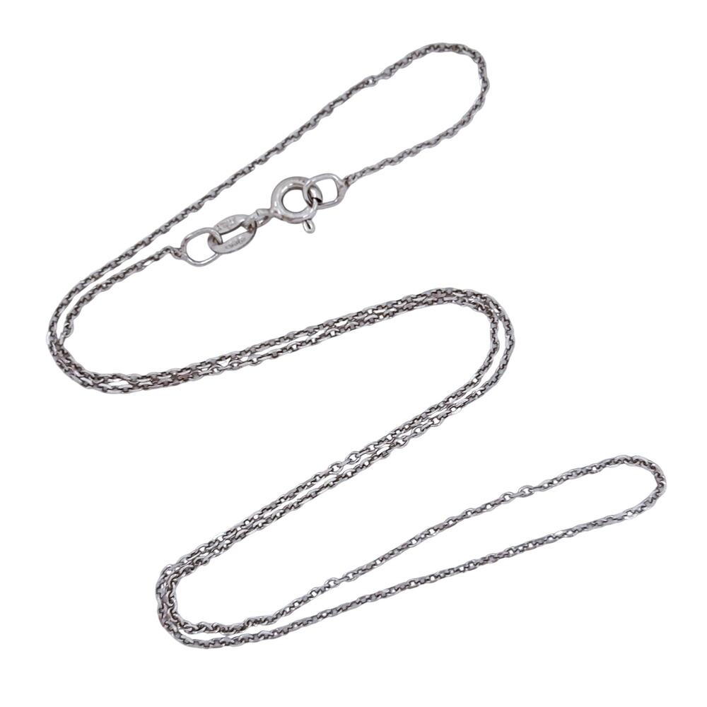 Vintage Italy Sterling Silver 925 0.8mm Cable Link Chain Necklace 16"